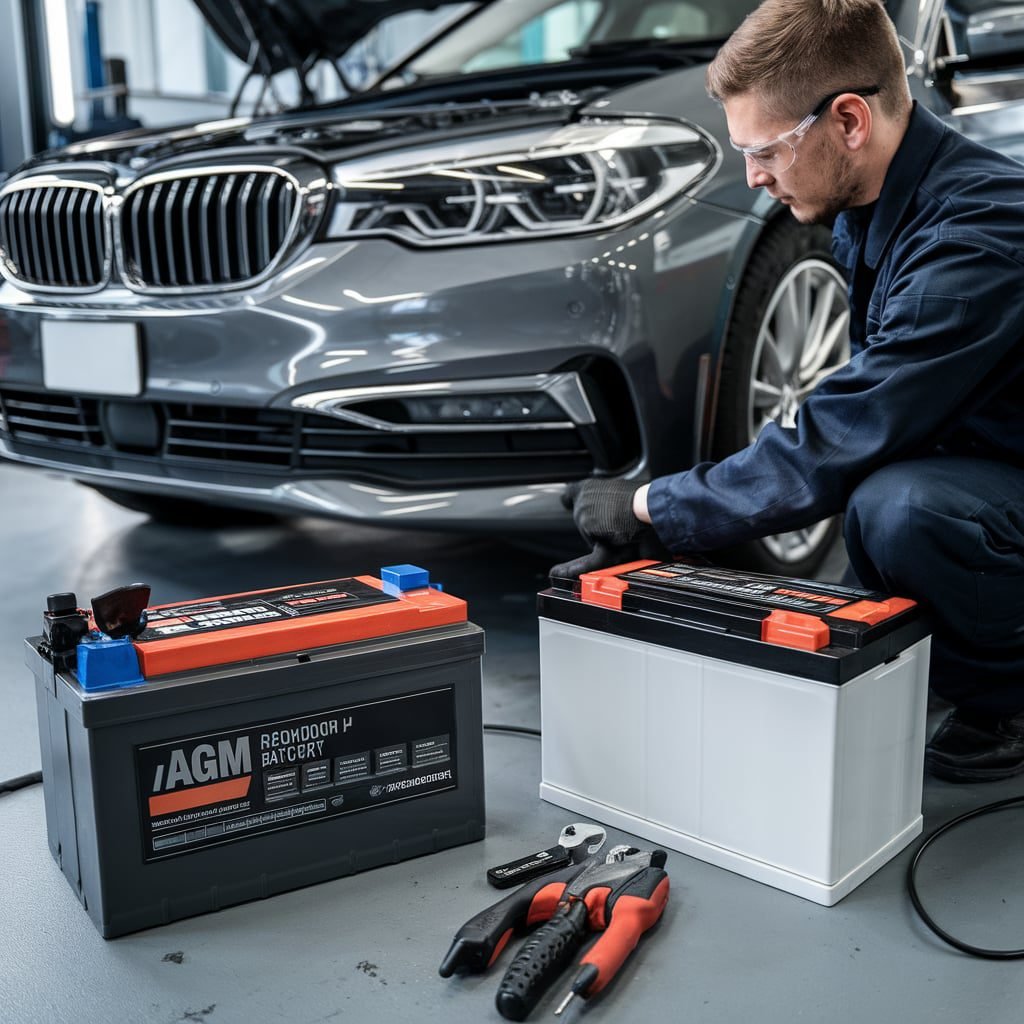BMW 5 Series battery installation