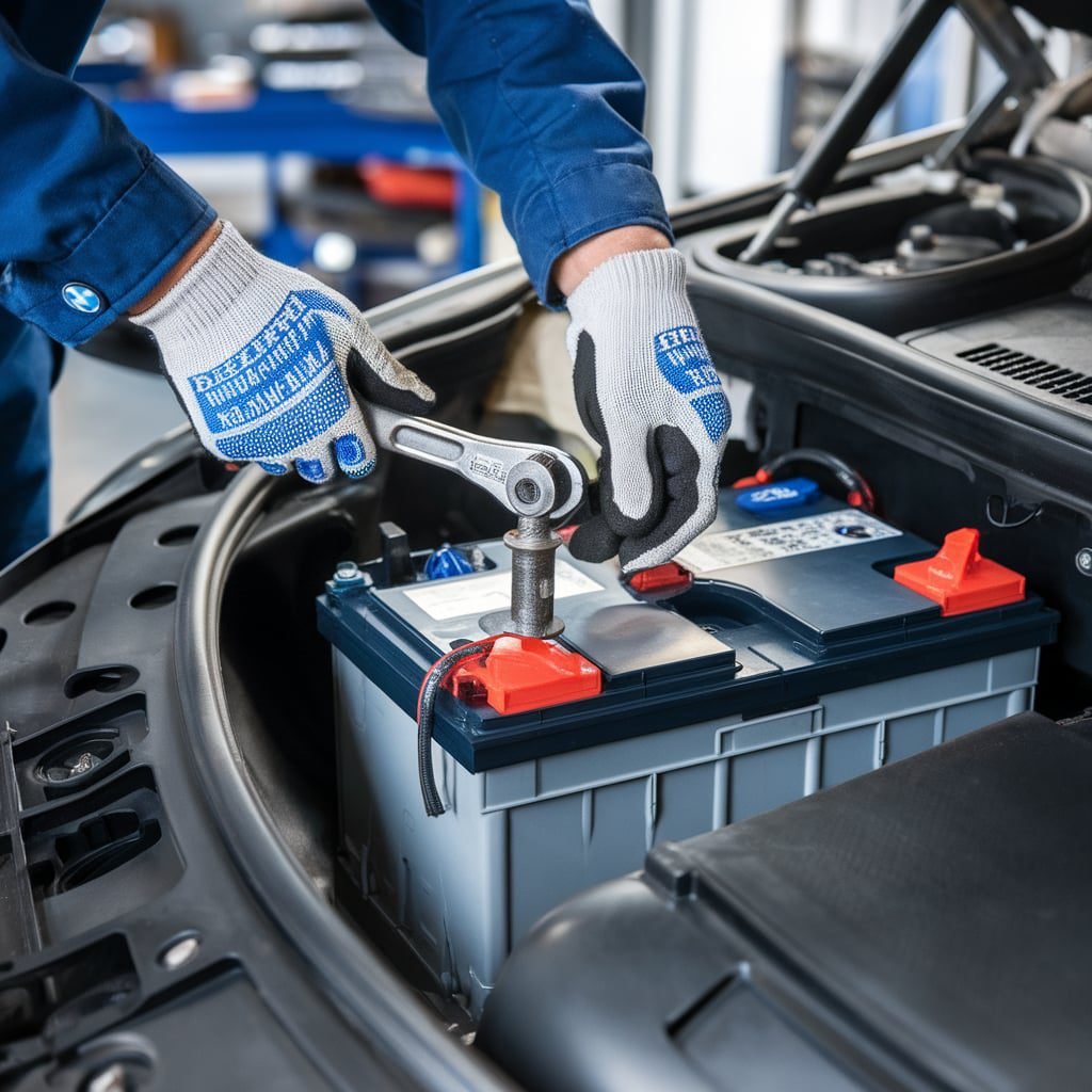 BMW 5 Series battery installation