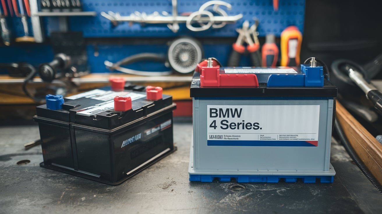 BMW 4 Series trunk battery being replaced