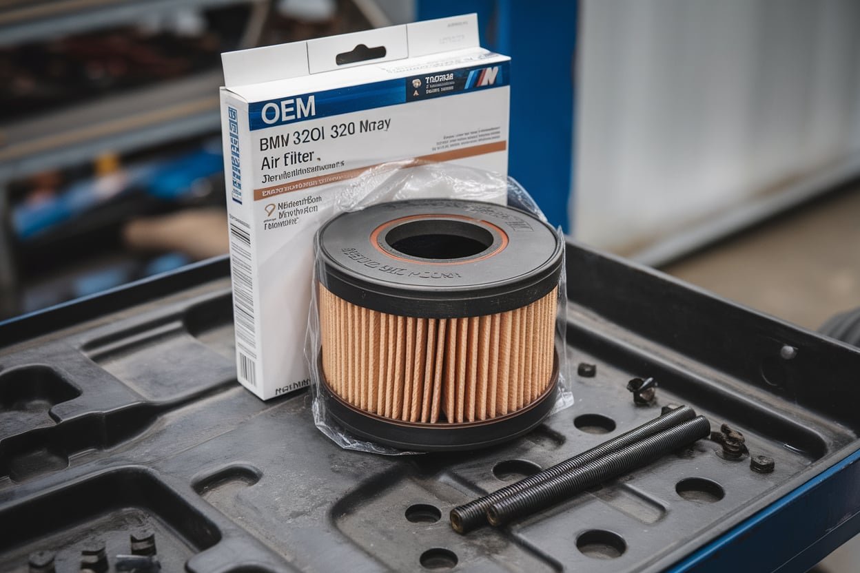 BMW 320i old filter compared with new one