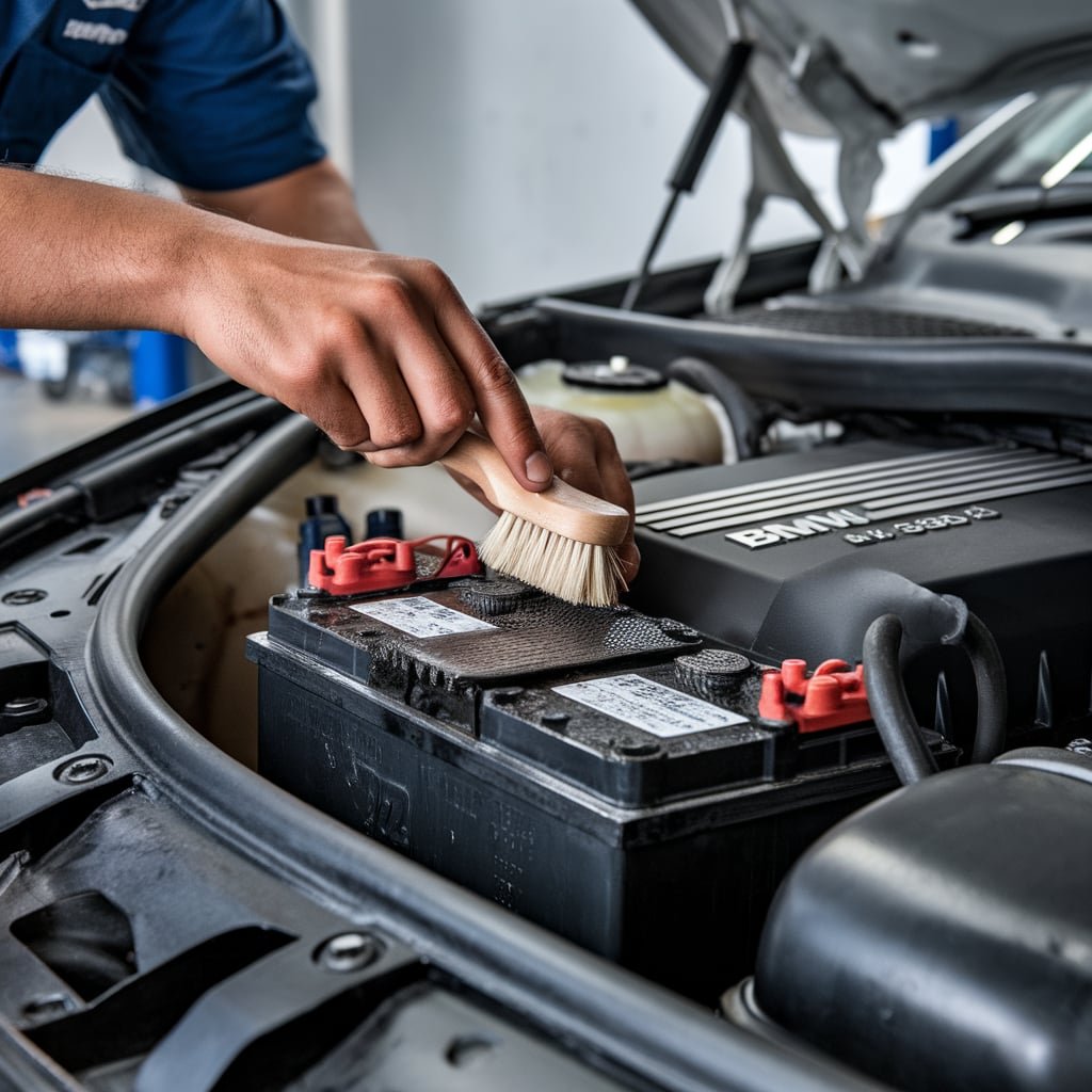 BMW 535i battery tray and hold-down bolts
