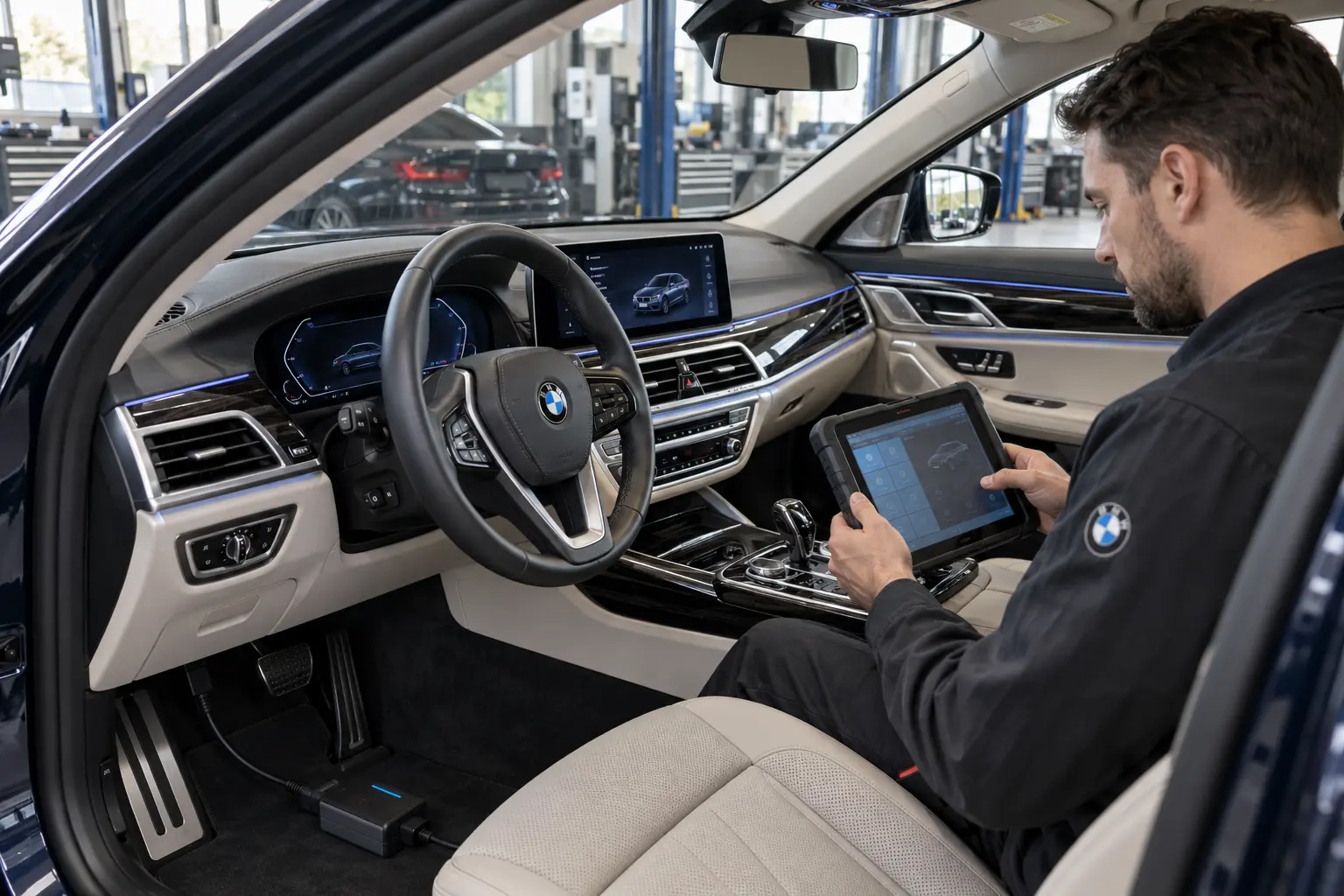Autel diagnostic testing on a BMW 7 Series