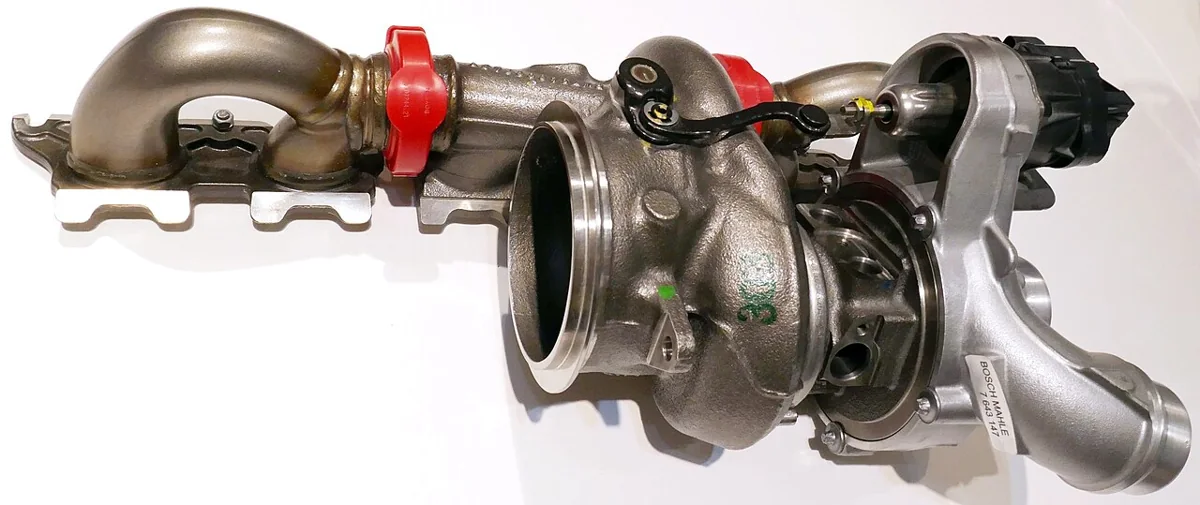 BMW B58 turbocharger assembly on display