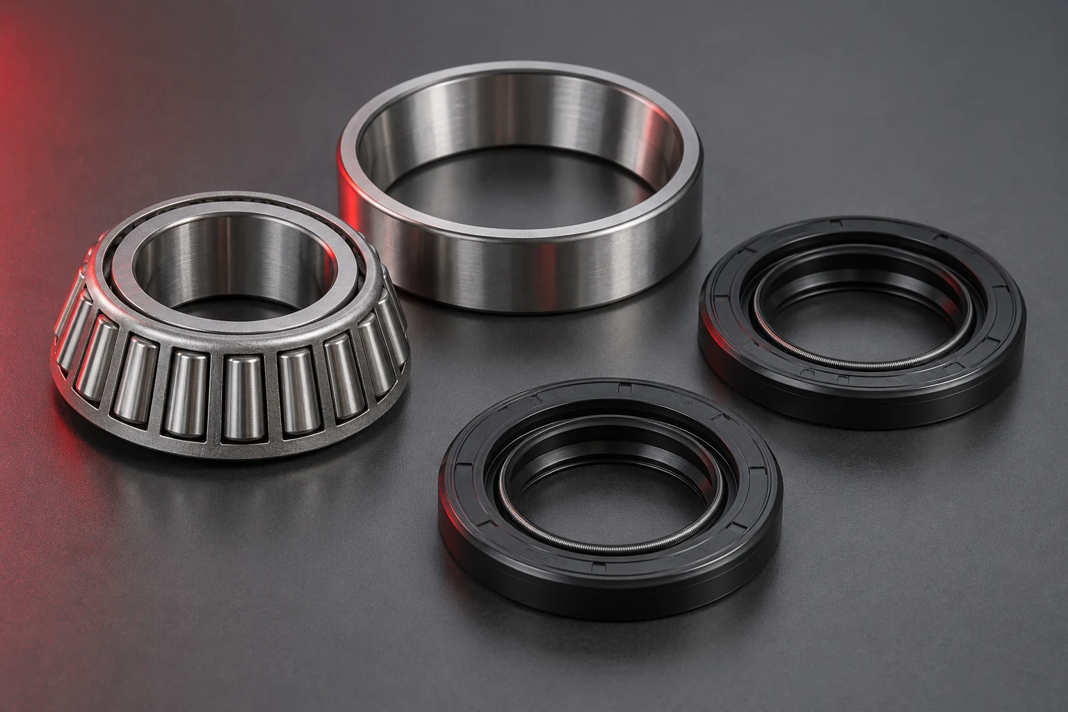 Tapered roller bearing, separate outer race and two shaft seals