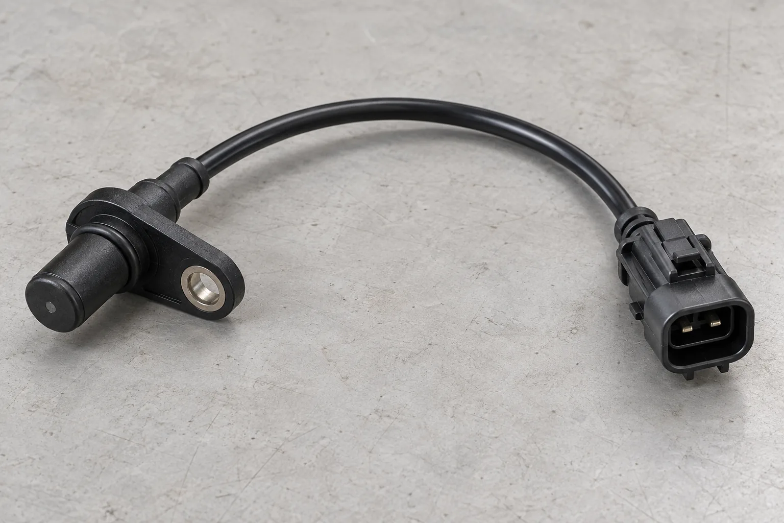 Wheel-speed sensor with an attached cable and connector