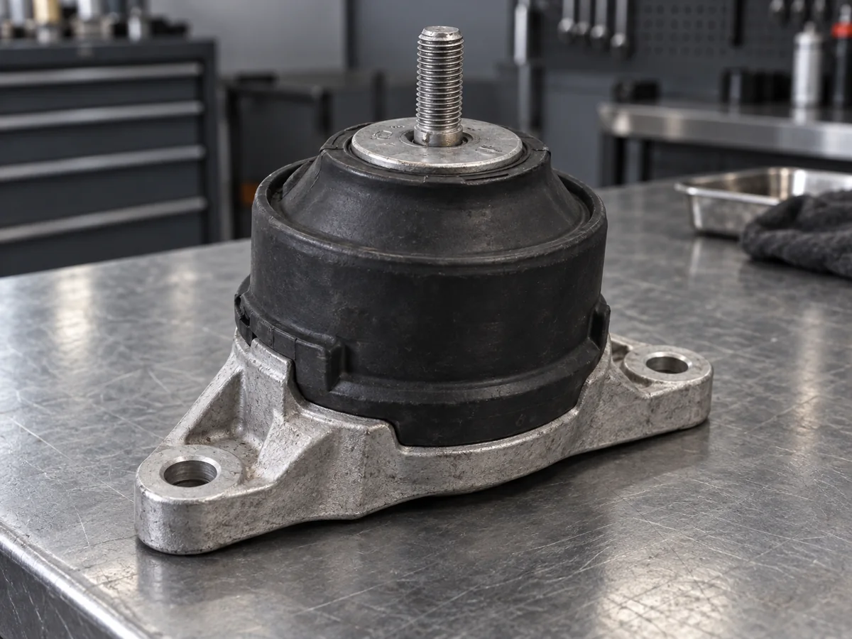 Illustration of a hydraulic engine mount on a workshop bench