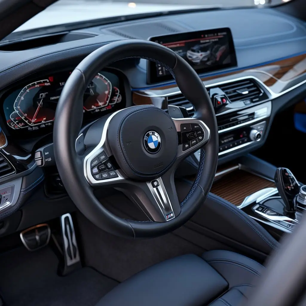 BMW M5 cockpit during electrical and control-system diagnosis