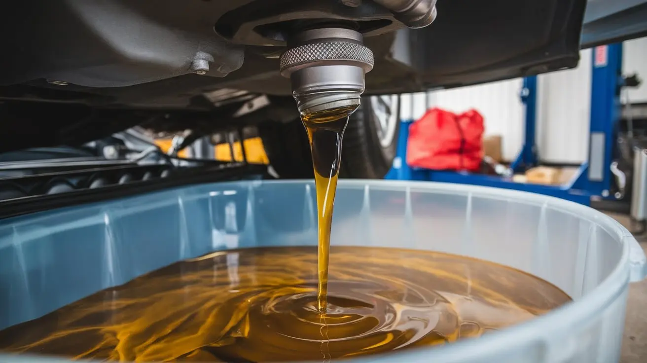 BMW M5 engine oil draining during workshop service