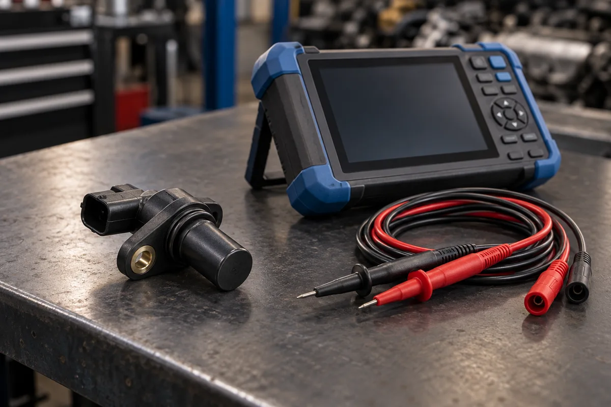 Position sensor beside diagnostic equipment and disconnected test leads