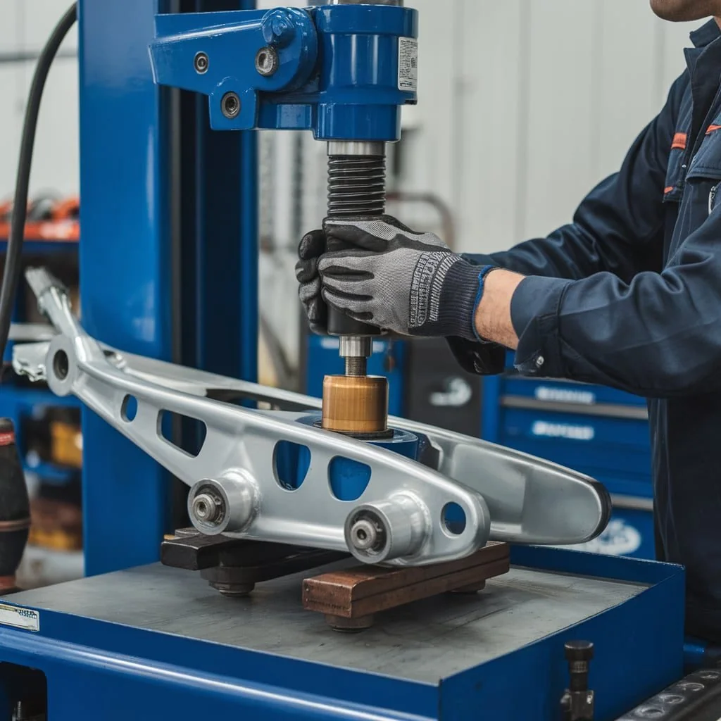 Illustration of workshop tooling used for suspension bushing installation