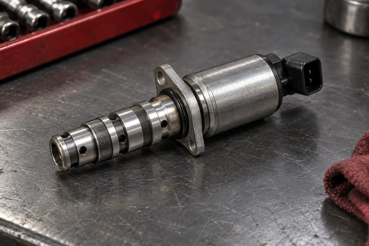 Camshaft timing oil-control solenoid with electrical connector