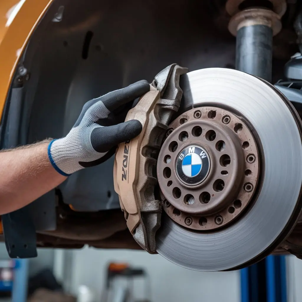 BMW Z4 brake disc and caliper inspection